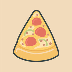 slice of pizza in outline flat vector design
