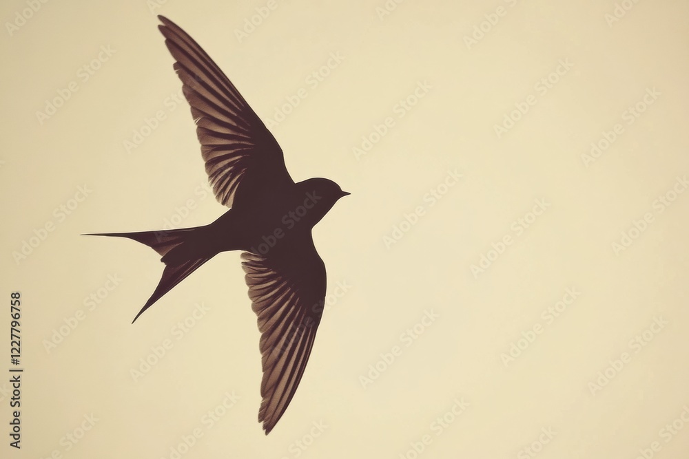 Poster bird soaring gracefully through the sky at sunset showcasing elegant wing structure and tranquil atm