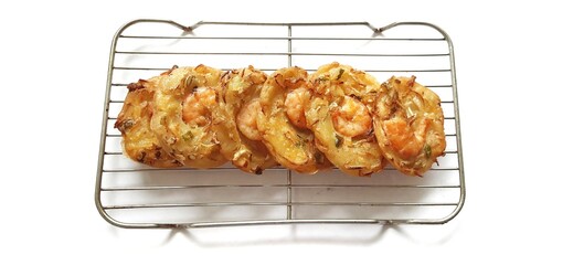 Bakwan udang or shrimp bakwan or bakwan Pontianak. Indonesian fried snack. Traditional street food