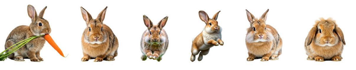 Obraz premium Adorable Bunnies in Various Poses Against White Background