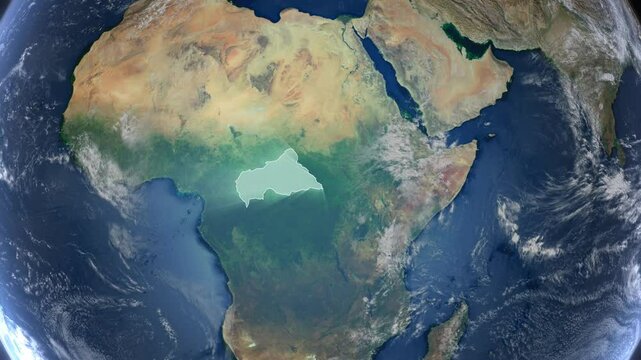 Realistic Earth Rotation And Country Zoom Central African Republic