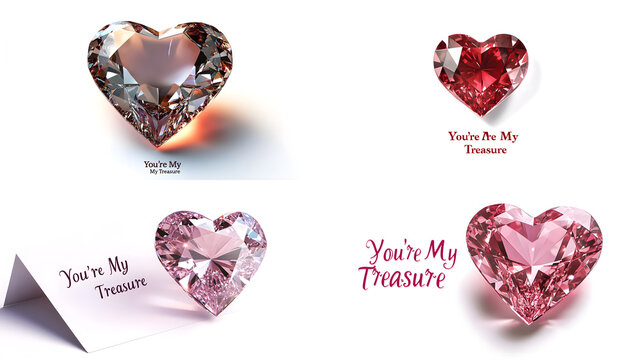 Valentine's Day card with a shiny heart-shaped diamond and the words "You're My Treasure" isolated on white background in HD .-# Create, explore, and organize on [midjourney.com](<https
