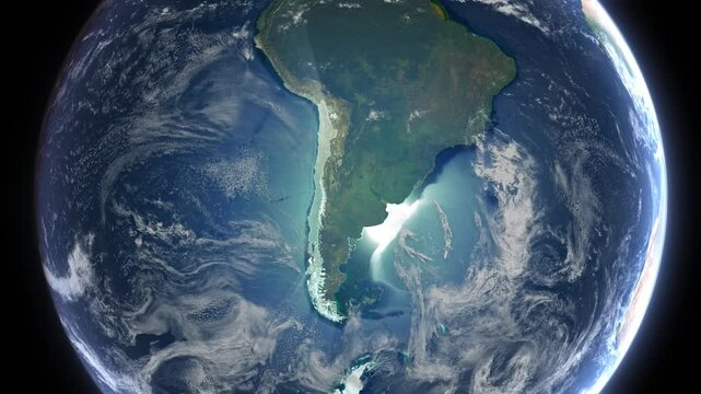 Realistic Earth Rotation And Country Zoom Chile