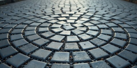 Circular Paving Stone Design with Gravel Infill A Detailed Close-up Perspective