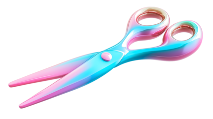 Brightly colored 3D scissors with soft gradients in pastel shades