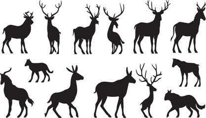 Animals silhouette icons set 