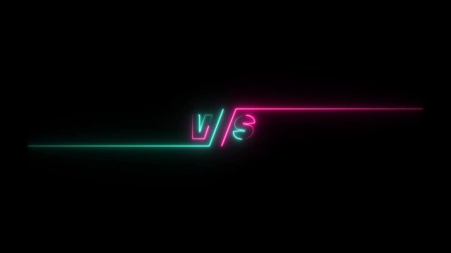 Versus Animation. Glowing vs versus neon frames loop animation background.