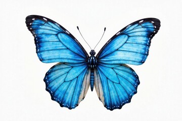 Fototapeta premium Butterfly wings blue watercolor delicate , blue, watercolor, colorful