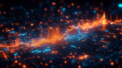 Dynamic Financial Data Visualization in Blue and Orange. Generative AI