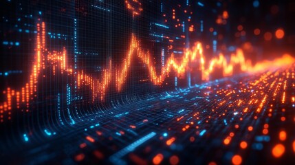 Financial Market Analytics with 3D Grid Display. Generative AI
