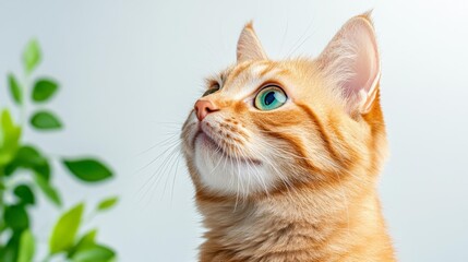 Beautiful Bengal Cat with Striking Turquoise Eyes on White Background. Generative AI