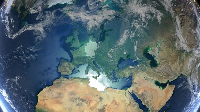 Realistic Earth Rotation And Country Zoom Germany