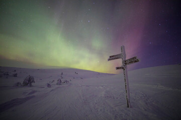 Northern lights in Pallas Yllastunturi National Park, Lapland, Finland