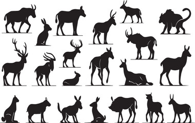 Animals silhouette icons set 