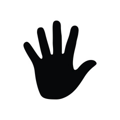 Hand print icon. Black Hand print silhouette vector illustration isolated on white background.