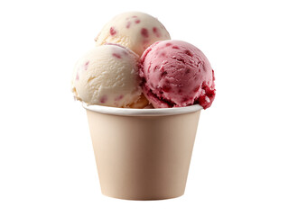 strawberry ice cream isolated on transparent background