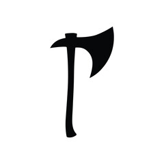 Medieval axe icon. Black Medieval axe silhouette vector illustration isolated on white background.