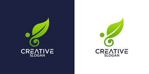 Vector leaf logo, green clean eco icon tree growth. Abstract leaf symbol logo
