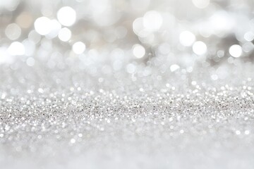 Sparkling Silver Glitter Background Shimmering Festive Texture with Bokeh Lights