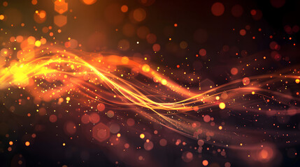 Abstract glowing waves with bokeh effects in warm colors.