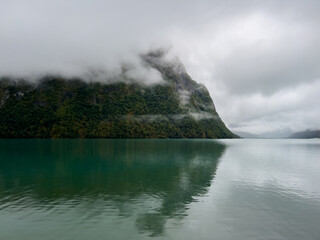 Fototapeta premium Autumn landscape in Briksdalbreen glacier valley in South Norway, Europe.