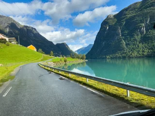 Road in Briksdal glacier valley in south Norway. Europe © Alberto Gonzalez 