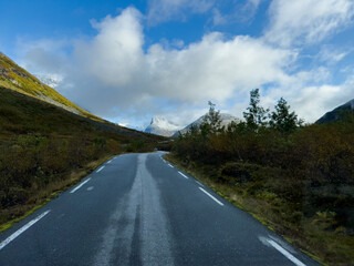 Autumn landscape in Trollstigen road in south Norway in Europe