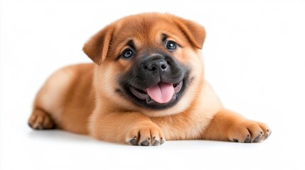 Obraz premium Happy Puppy with Tongue Out. Generative AI