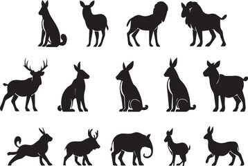 Animals silhouette icons set 