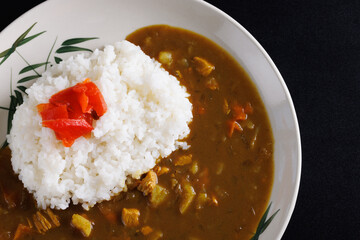 japanese pork curry japanese food isolate in black background