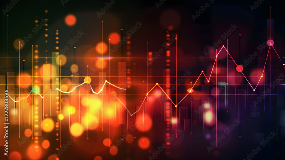 Poster abstract visualization of data trends with vibrant colors and dynamic lines.