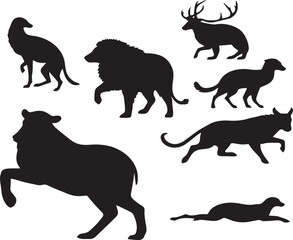 Animals silhouette icons set 