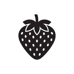 A black and white strawberry icon