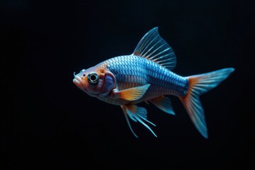 An Aquatic Jewel Vibrant Scales and Graceful Fins of a Striking Fish in Dark Water
