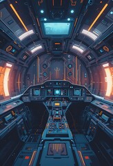 Obraz premium Futuristic Spaceship Cockpit Interior Design