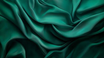 Obraz premium Emerald Green Silk Fabric Draped Softly Luxurious Texture