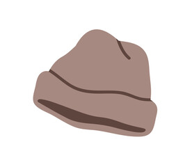 Cuffed beanie, soft hat with folded brim. Warm headwear for autumn, spring season. Modern stylish unisex accessory, head wear, casual clothing. Flat vector illustration isolated on white background