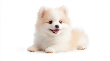 Obraz premium White Puli Dog Portrait on White Background. Generative AI