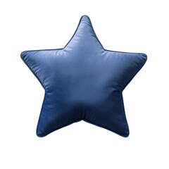 The image shows a single blue star-shaped pillow against a black background, highlighting its soft texture and plush material.