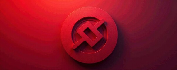 A stylized geometric shape in the center of a red circle with a subtle gradient effect, gradient effects, graphic elements, modern designs