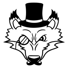 Red Fox Sir Mr. Top Hat Monocle Glasses Rich Man Design Lover Art Vector Illustration Card T-Shirt Poster Sticker Graphic Print Decorative Drawing Isolated Logo Decoration Symbol Creative Cool Style
