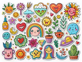 Fototapeta premium Cute Self-Care Stickers for Planners & Scrapbooking: Mental Health, Feminism & Self-Love Designs