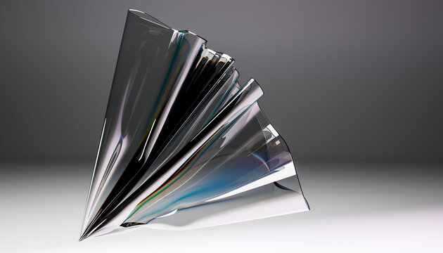 Sculptural abstract glass art with reflections and shadows