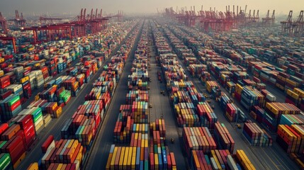 Aerial View of a Massive Container Port: A Glimpse into Global Trade