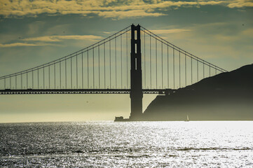 Golden Gate in the Afternoon with Golden Sun, San Francisco, Bay, California, USA