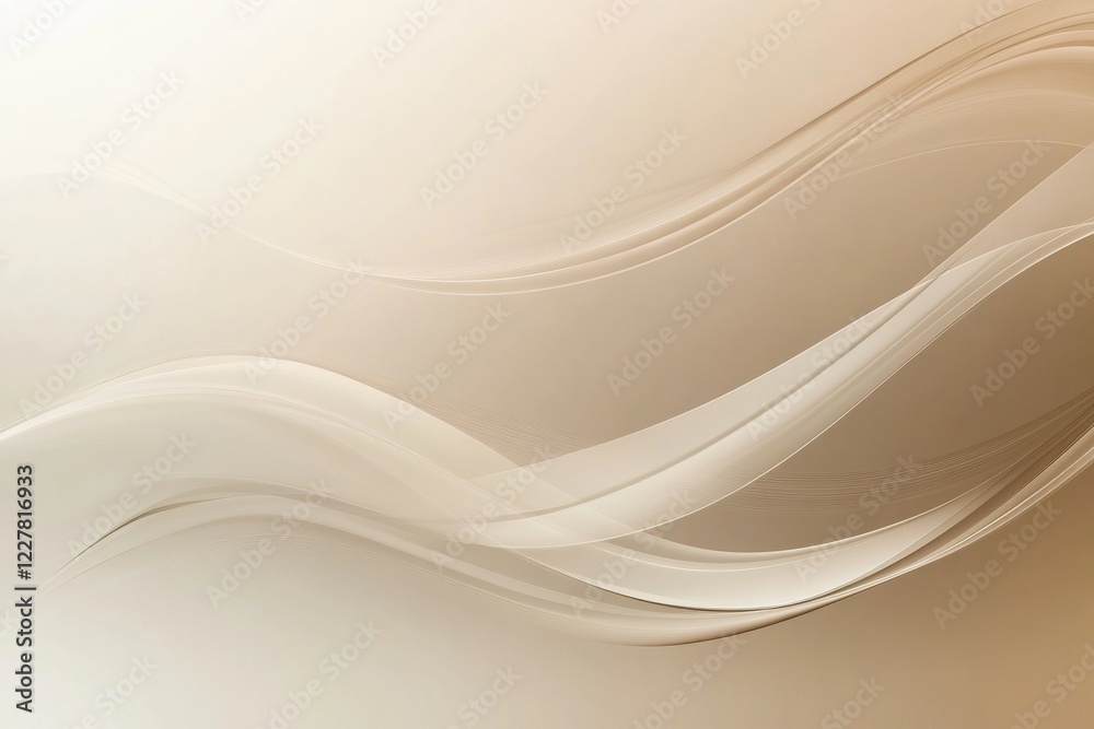 Poster Soft flowing waves in warm tones create a calming and serene background perfect for various design purposes. Generative AI