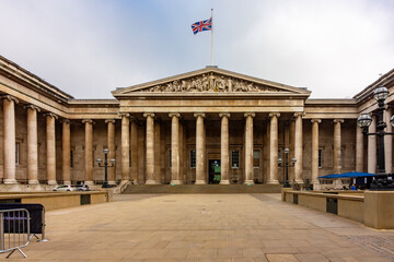 Main entrance of British museum in London, UK