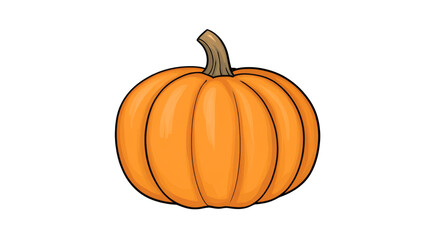 Bright orange pumpkin with textured surface and curved stem