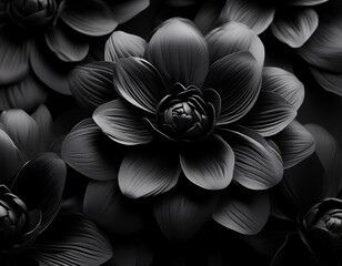 black flowers on black background