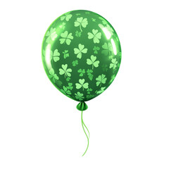 Bright Green Balloon Decorated With Shamrocks Perfect for St. Patrick's Day Celebrations or Festive Gatherings - Watercolor Illustration, Isolated on White Transparent Background, PNG